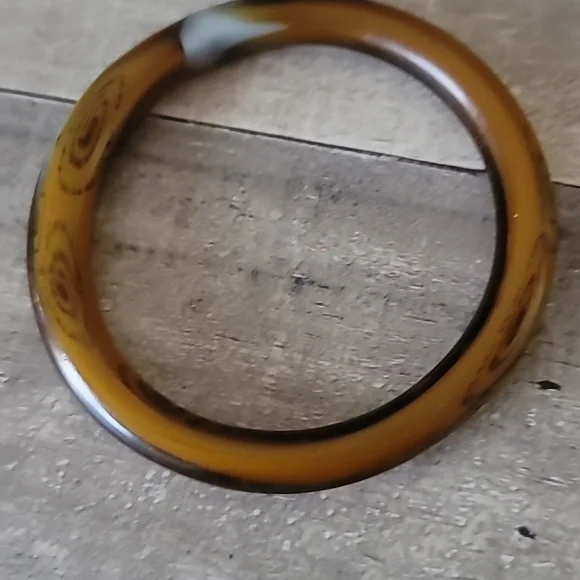 Brown Jade Bangle Bracelet Small - Picture 3 of 4